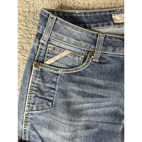 Ariat Jeans Womens 29L Blue Rebar Mid Rise Straight Leg Cargo Medium Wash Denim - Picture 4 of 15